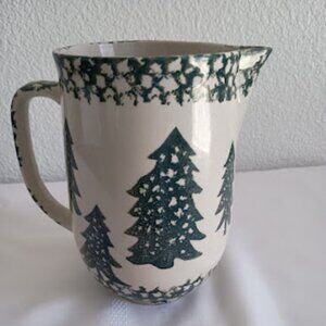 Folk Craft Sponge Pitcher with Trees